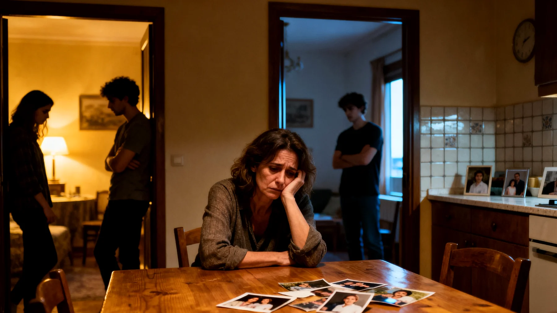 Mamma in difficoltà nel mantenere un rapporto equilibrato con i figli giovani adulti a causa della stanchezza cronica e del poco tempo disponibile, che genera sensi di colpa e distanza emotiva"